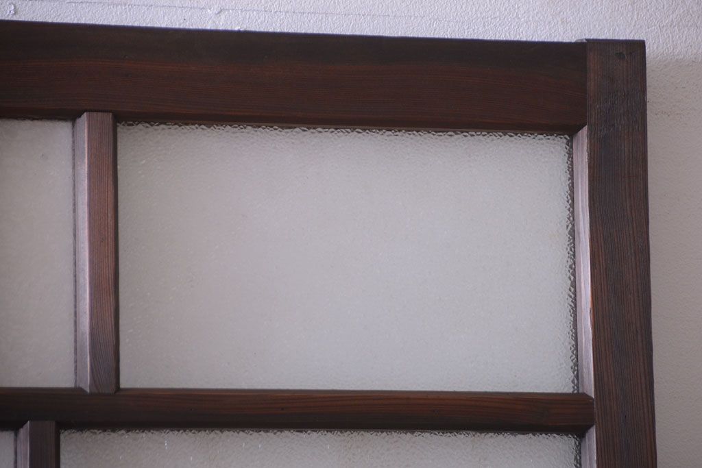 アンティーク　ダイヤガラス入り変わり型引き戸2枚セット