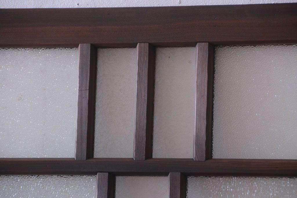 アンティーク　ダイヤガラス入り変わり型引き戸2枚セット