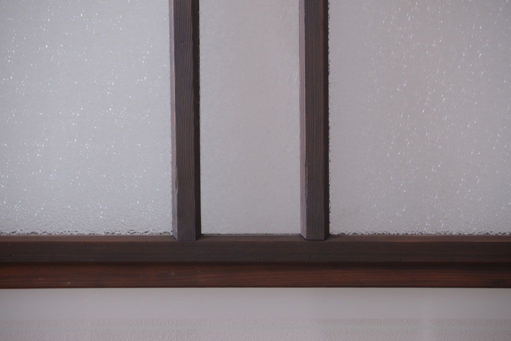 アンティーク　ダイヤガラス入り変わり型引き戸2枚セット