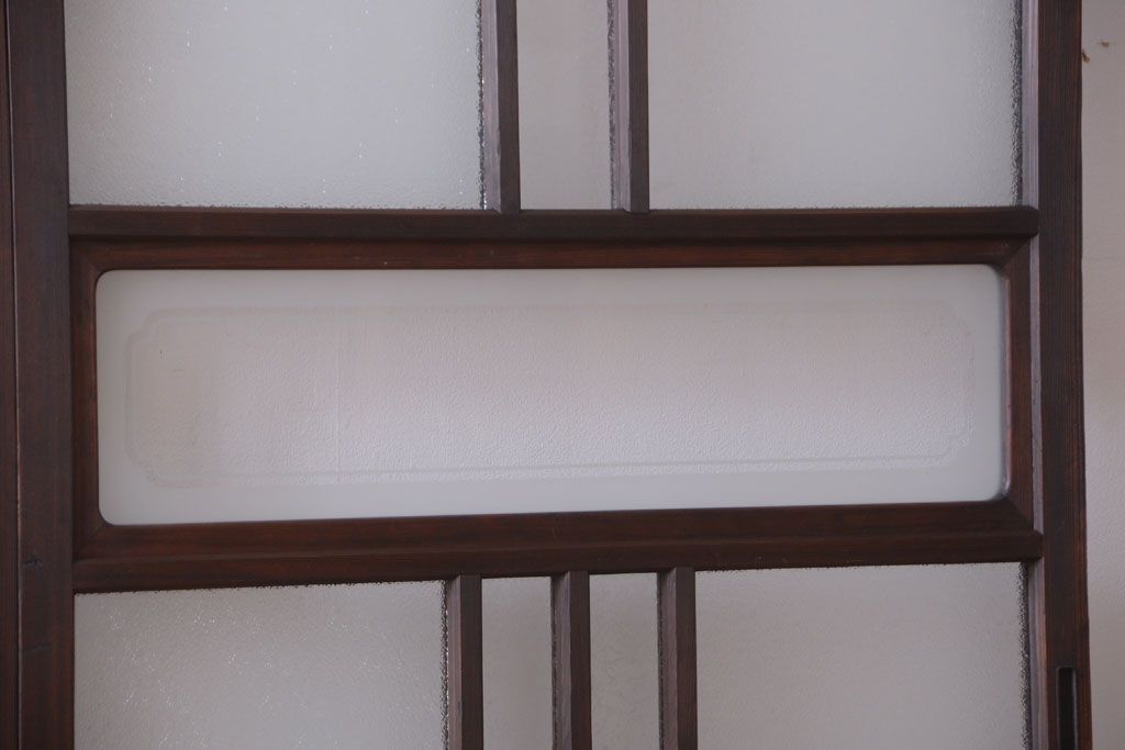 アンティーク　ダイヤガラス入り変わり型引き戸2枚セット