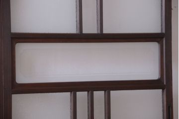 アンティーク　ダイヤガラス入り変わり型引き戸2枚セット