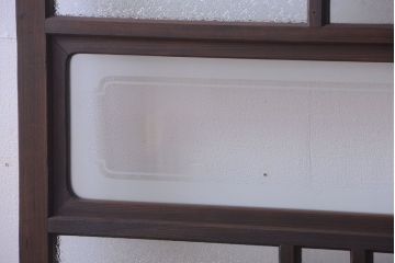 アンティーク　ダイヤガラス入り変わり型引き戸2枚セット