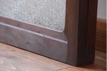 アンティーク　ダイヤガラス入り変わり型引き戸2枚セット