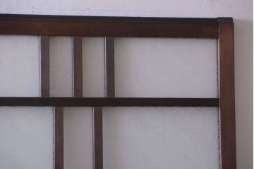 アンティーク　ダイヤガラス入り変わり型引き戸2枚セット