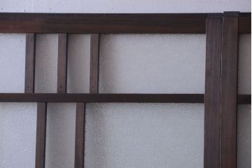 アンティーク　ダイヤガラス入り変わり型引き戸2枚セット