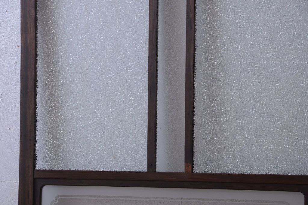 アンティーク　ダイヤガラス入り変わり型引き戸2枚セット