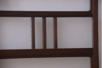 アンティーク　ダイヤガラス入り変わり型引き戸2枚セット