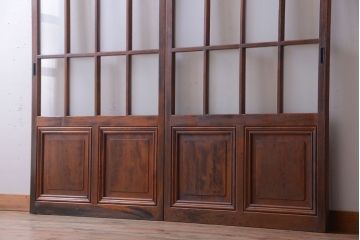 アンティーク　春慶塗が美しい上質なガラス戸2枚セット