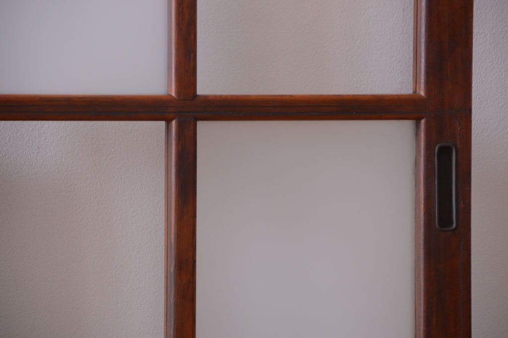 アンティーク　春慶塗が美しい上質なガラス戸2枚セット