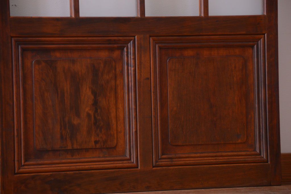 アンティーク　春慶塗が美しい上質なガラス戸2枚セット