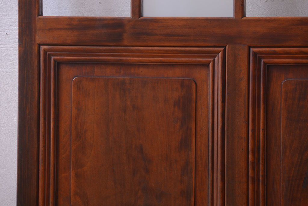 アンティーク　春慶塗が美しい上質なガラス戸2枚セット