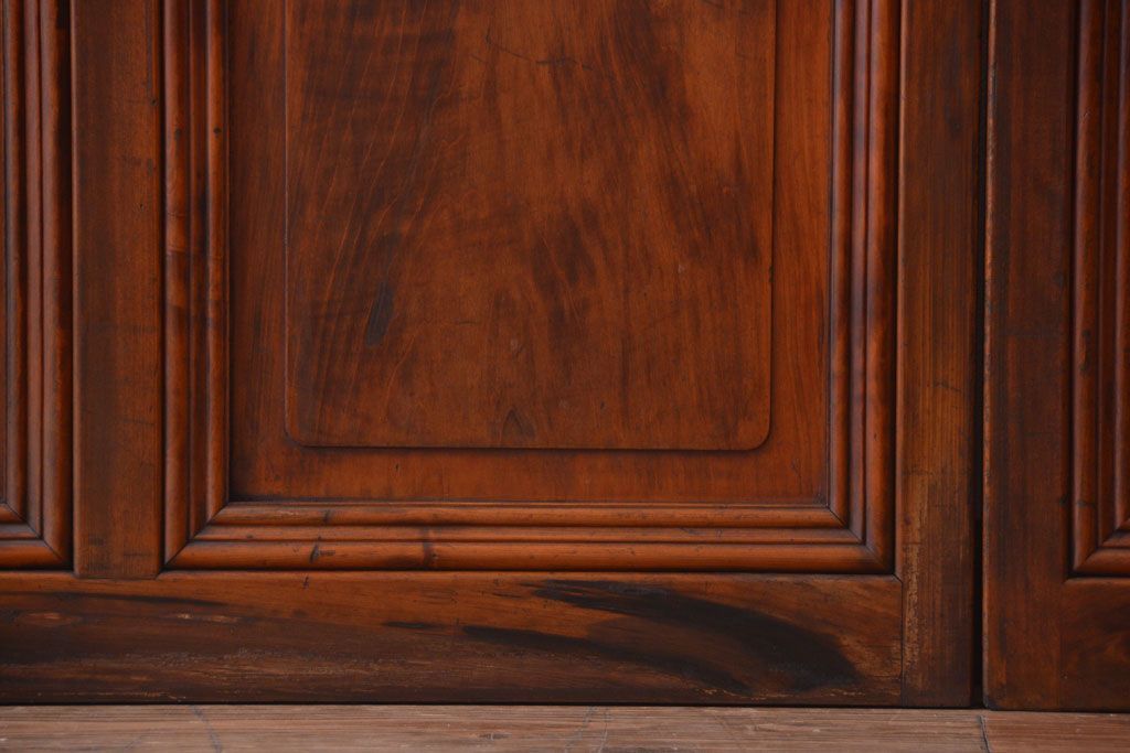 アンティーク　春慶塗が美しい上質なガラス戸2枚セット