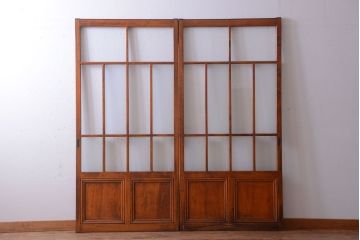 アンティーク　春慶塗が美しい上質なガラス戸2枚セット