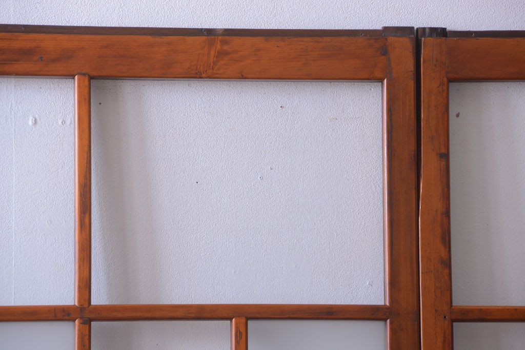 アンティーク　春慶塗が美しい上質なガラス戸2枚セット