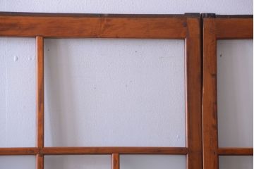 アンティーク　春慶塗が美しい上質なガラス戸2枚セット