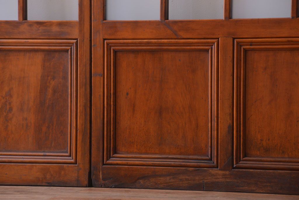 アンティーク　春慶塗が美しい上質なガラス戸2枚セット