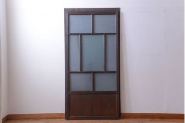 和製アンティーク　古い木のすりガラス入り引き戸