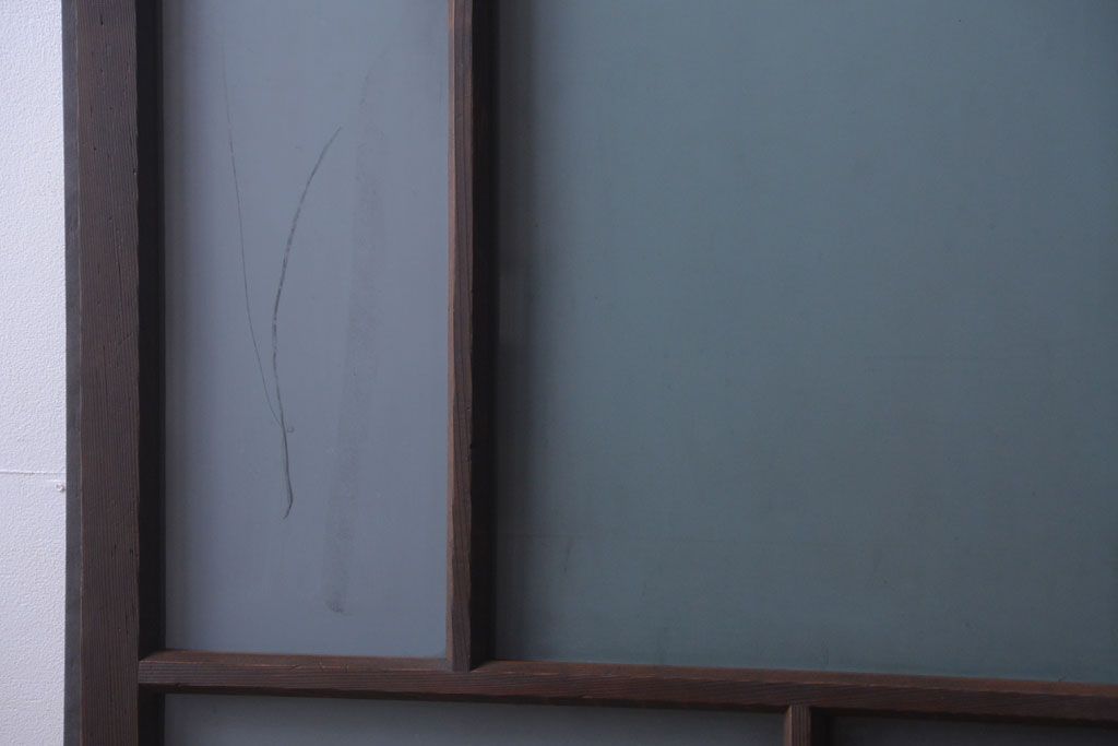 和製アンティーク　古い木のすりガラス入り引き戸