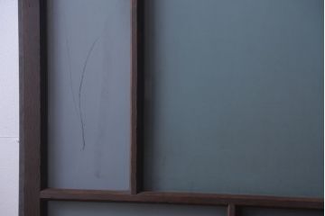 和製アンティーク　古い木のすりガラス入り引き戸