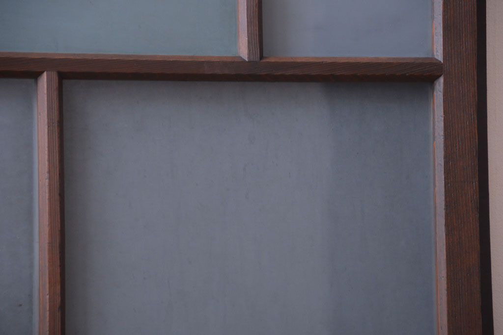 和製アンティーク　古い木のすりガラス入り引き戸