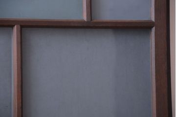 和製アンティーク　古い木のすりガラス入り引き戸