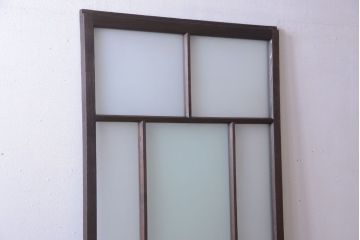 和製アンティーク　古い木のすりガラス入り引き戸