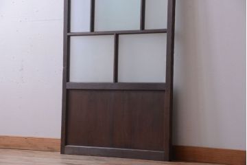 和製アンティーク　古い木のすりガラス入り引き戸