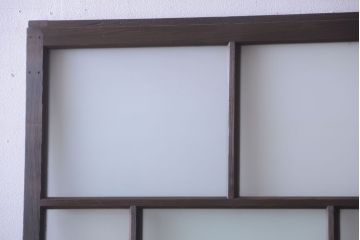 和製アンティーク　古い木のすりガラス入り引き戸