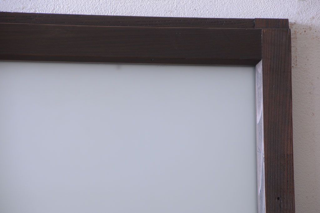 和製アンティーク　古い木のすりガラス入り引き戸