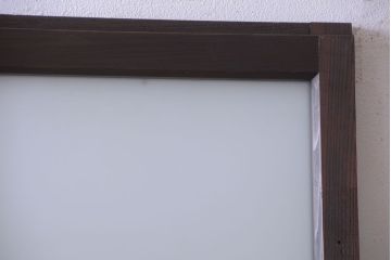 和製アンティーク　古い木のすりガラス入り引き戸
