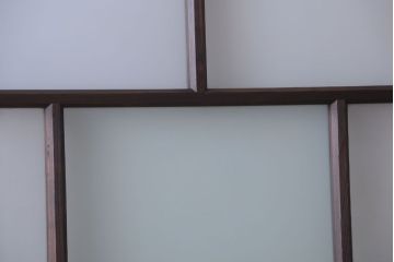 和製アンティーク　古い木のすりガラス入り引き戸