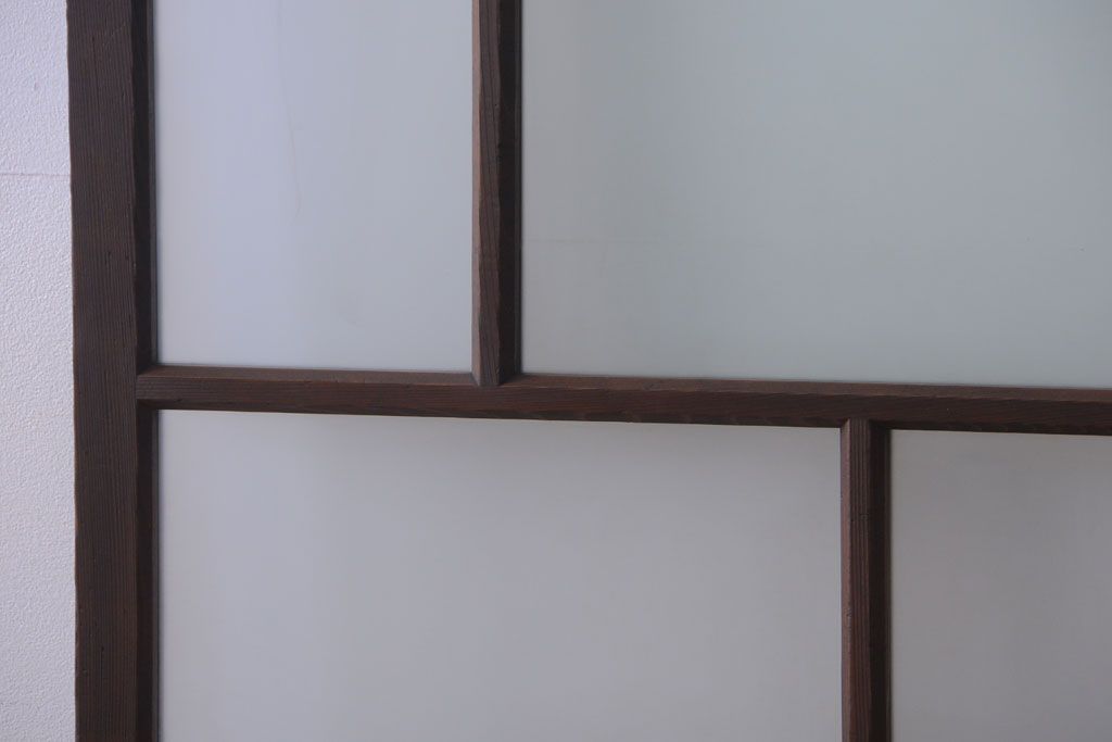 和製アンティーク　古い木のすりガラス入り引き戸