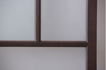 和製アンティーク　古い木のすりガラス入り引き戸