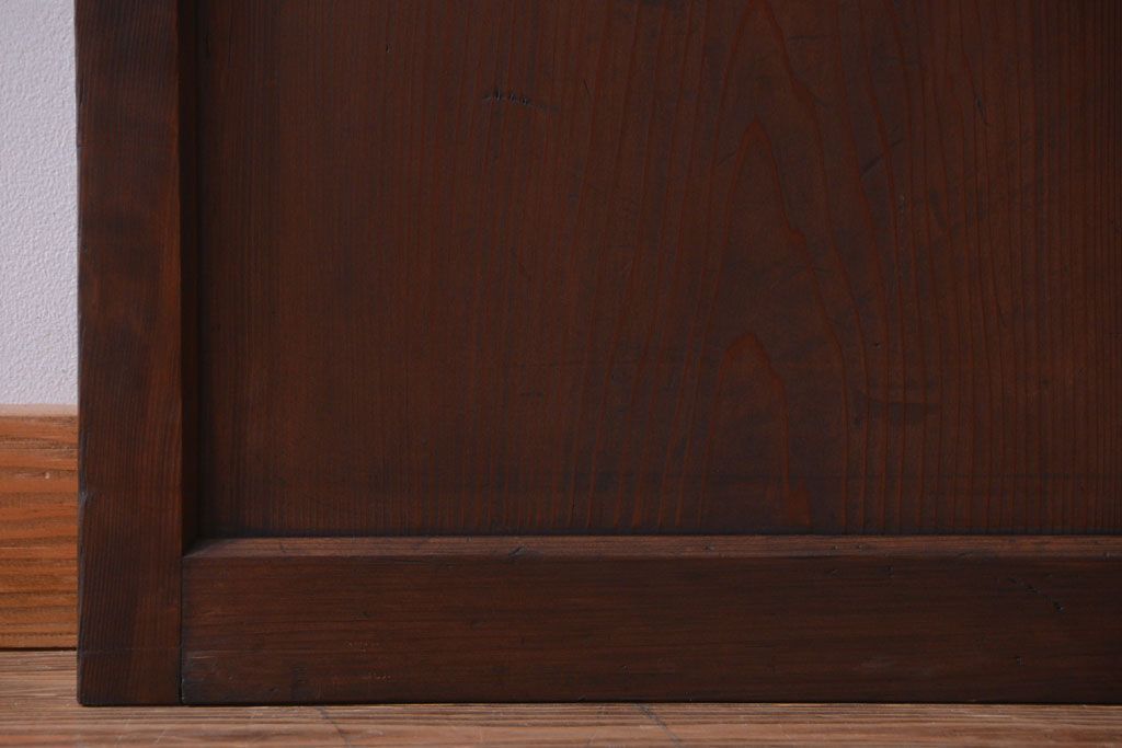 和製アンティーク　古い木のすりガラス入り引き戸