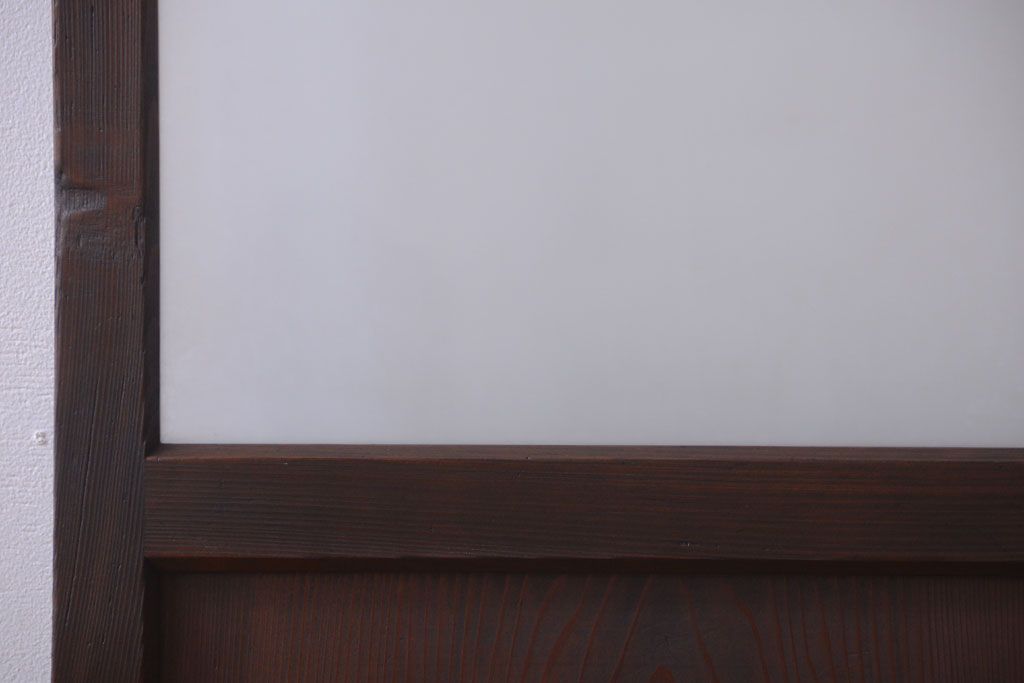 和製アンティーク　古い木のすりガラス入り引き戸