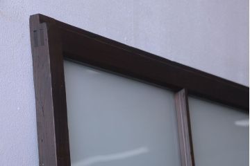 和製アンティーク　古い木のすりガラス入り引き戸