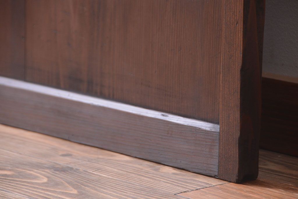 和製アンティーク　古い木のすりガラス入り引き戸