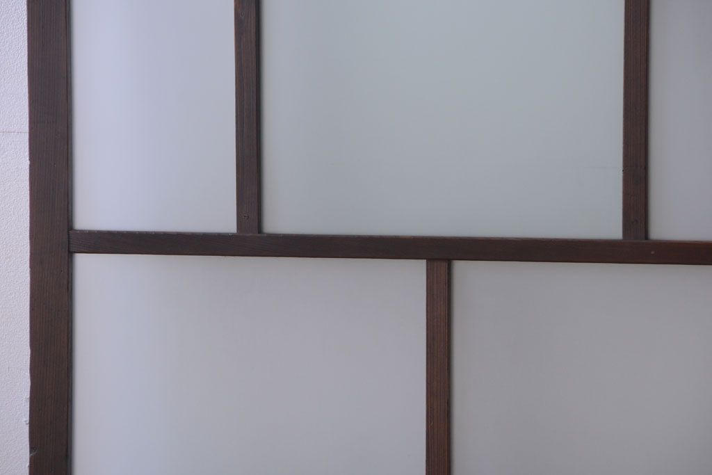 和製アンティーク　古い木のすりガラス入り引き戸