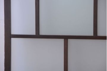和製アンティーク　古い木のすりガラス入り引き戸