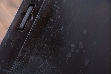 アンティーク家具　古民具・骨董　前面欅材!巾着型金具の松本帳場箪笥