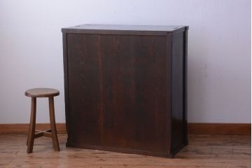 アンティーク家具　古民具・骨董　前面欅材!巾着型金具の松本帳場箪笥
