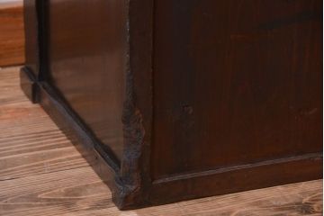 アンティーク家具　古民具・骨董　前面欅材!巾着型金具の松本帳場箪笥