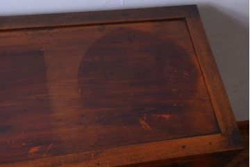 アンティーク家具　古民具・骨董　前面欅材!巾着型金具の二段重ね松本帳場箪笥