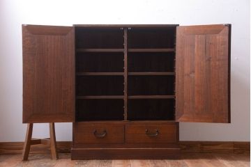 アンティーク家具　和製アンティーク　引き出し2杯付き!古い桐材の戸棚