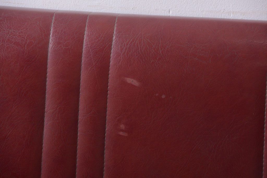 レトロ家具　アンティーク　昭和レトロな3人掛け鉄脚ベンチ