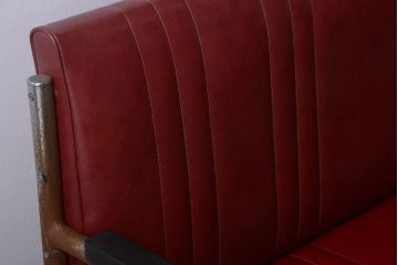 レトロ家具　アンティーク　昭和レトロな3人掛け鉄脚ベンチ