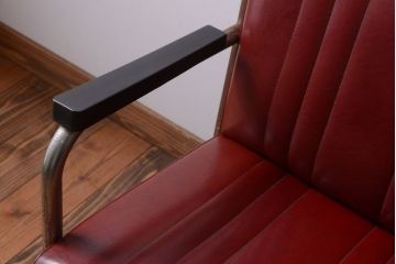 レトロ家具　アンティーク　昭和レトロな3人掛け鉄脚ベンチ