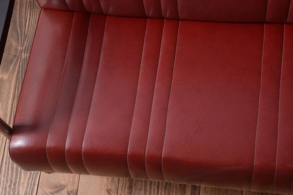 レトロ家具　アンティーク　昭和レトロな3人掛け鉄脚ベンチ