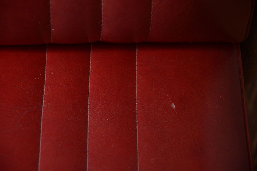 レトロ家具　アンティーク　昭和レトロな3人掛け鉄脚ベンチ