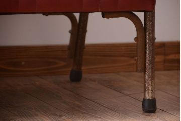 レトロ家具　アンティーク　昭和レトロな3人掛け鉄脚ベンチ